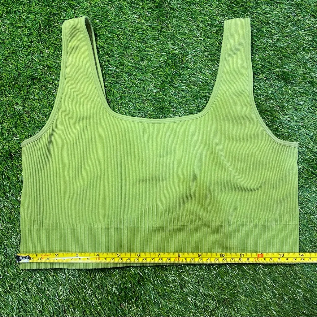 Green Ribbed Crop Top - Image 2