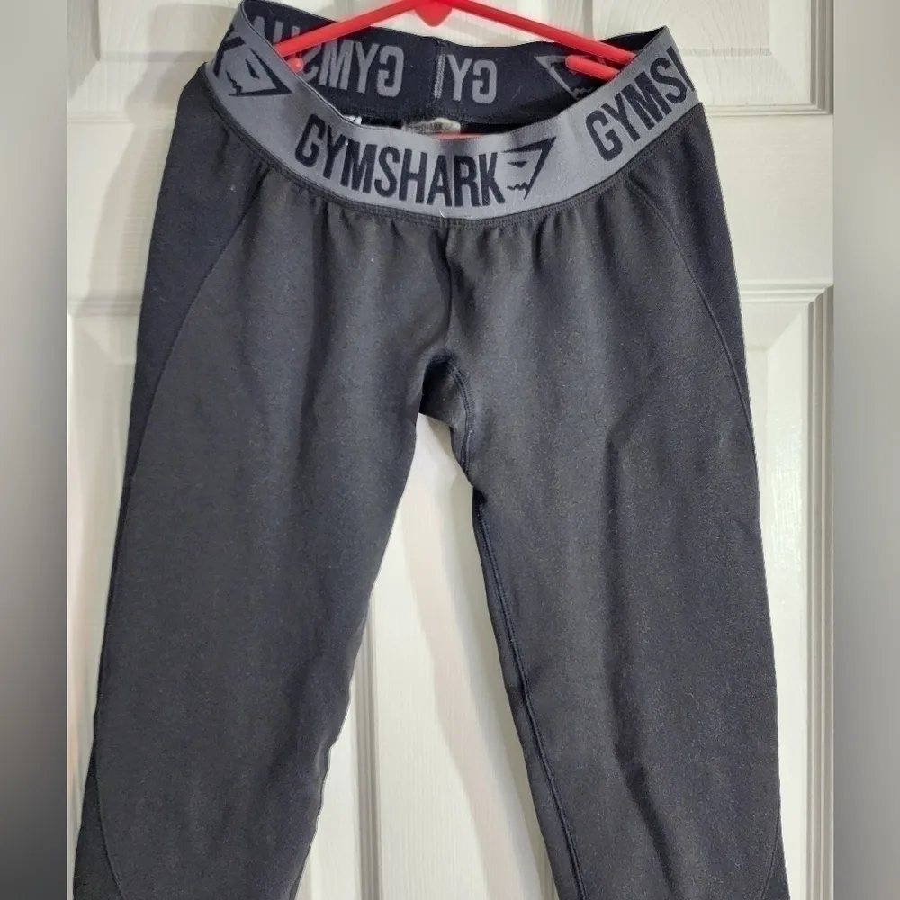 Gymshark cropped black leggings wide exposed elastic size S - Image 5