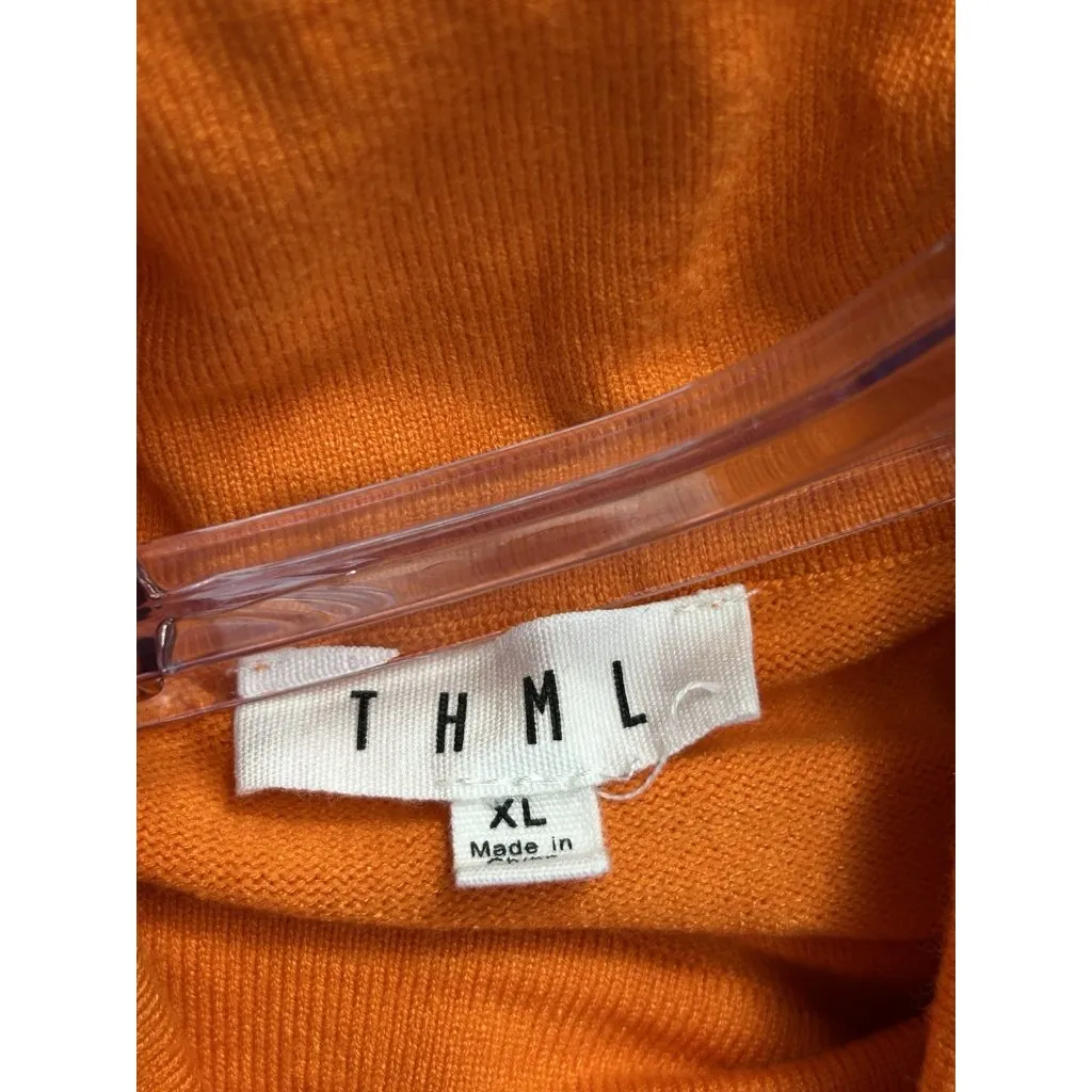 THML Turtleneck Sweater Womens XL Orange Pink Pullover Split Side Hem Soft - Image 6