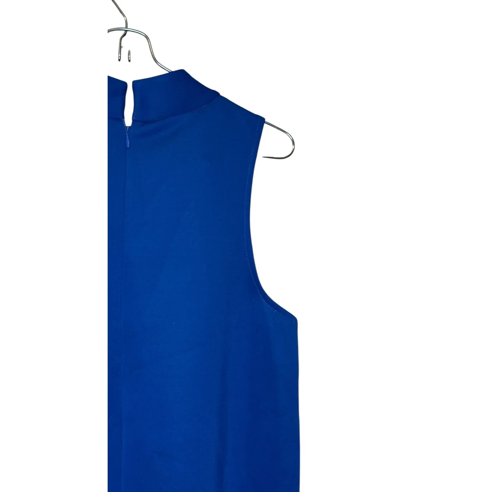 Umgee Women's Dress Sleeveless Shawl Collar Mini Shift Minimalist Blue Small NWT - Image 2