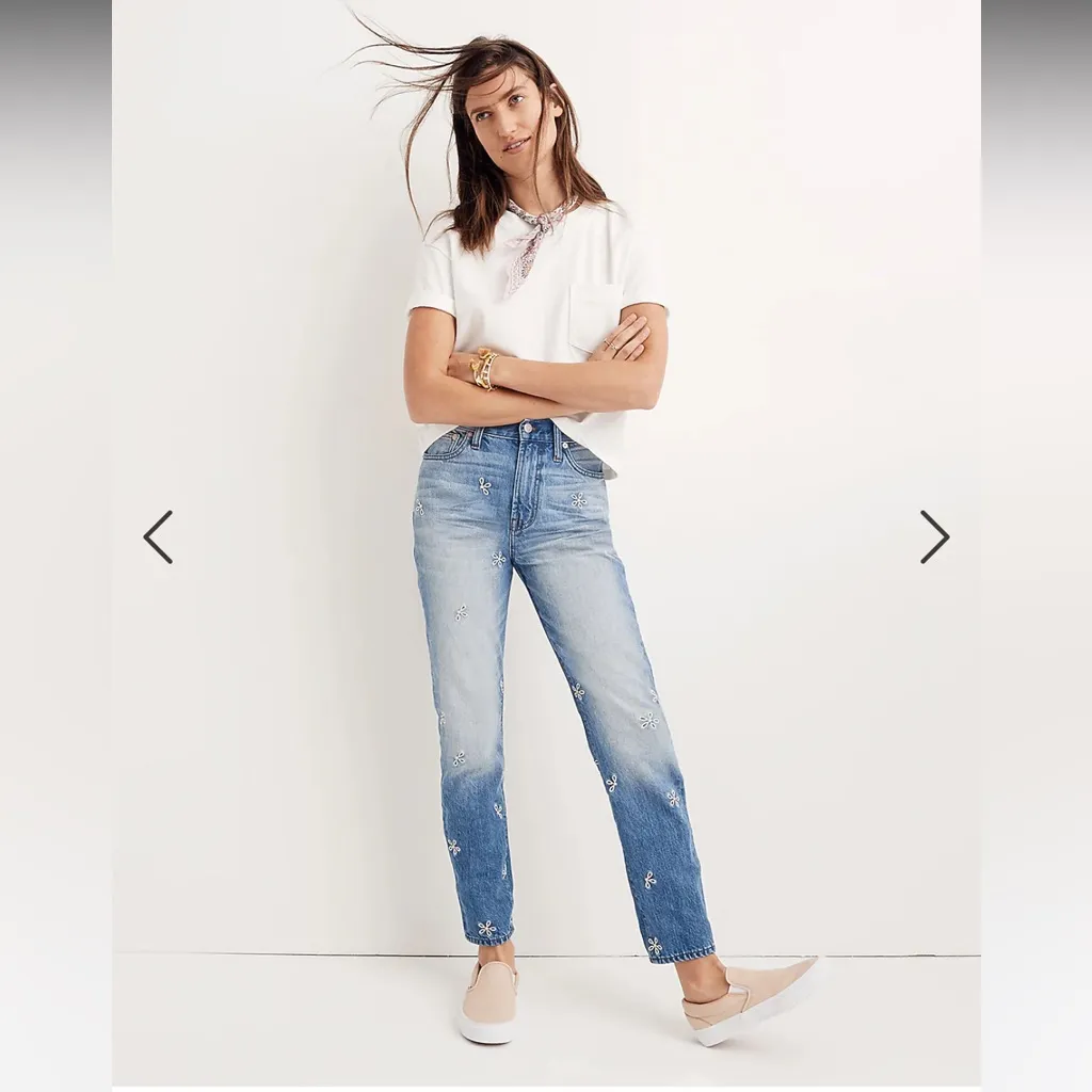 Madewell 10“ perfect summer daisy straight leg jeans, size 23 - Image 2