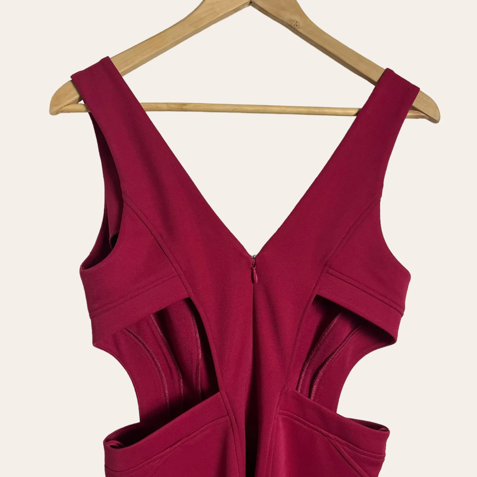 Zac Posen Berry Red Cutout Sleeveless Cocktail Knee Length Sheath Dress Size 6 - Image 7