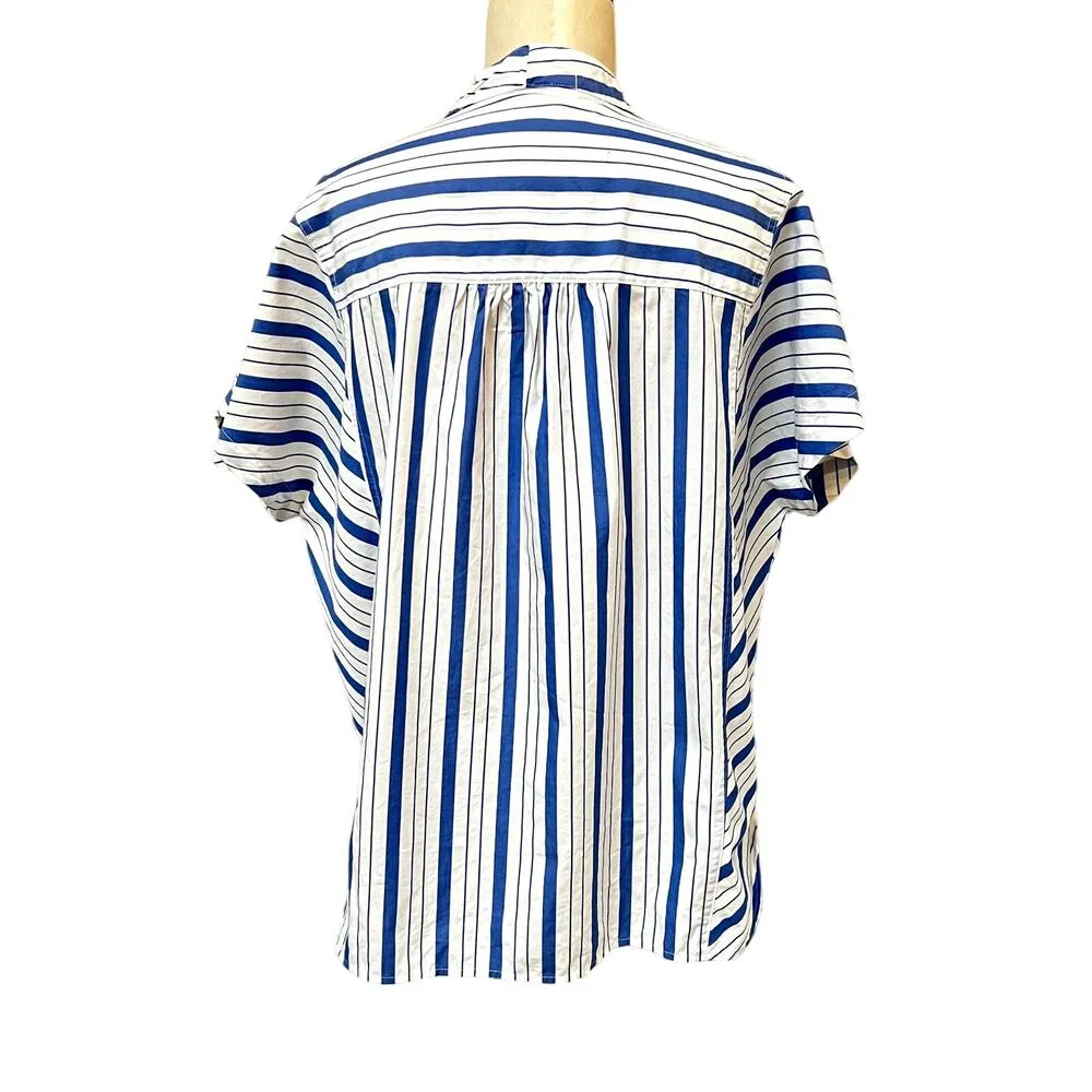 Stateside Oversized Classic Stripe Poplin Popover Dolman Oversized Blouse XS - Image 4