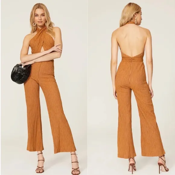 THIRD FORM Crossing Over Halter Jumpsuit Orange Size 4 - Image 2