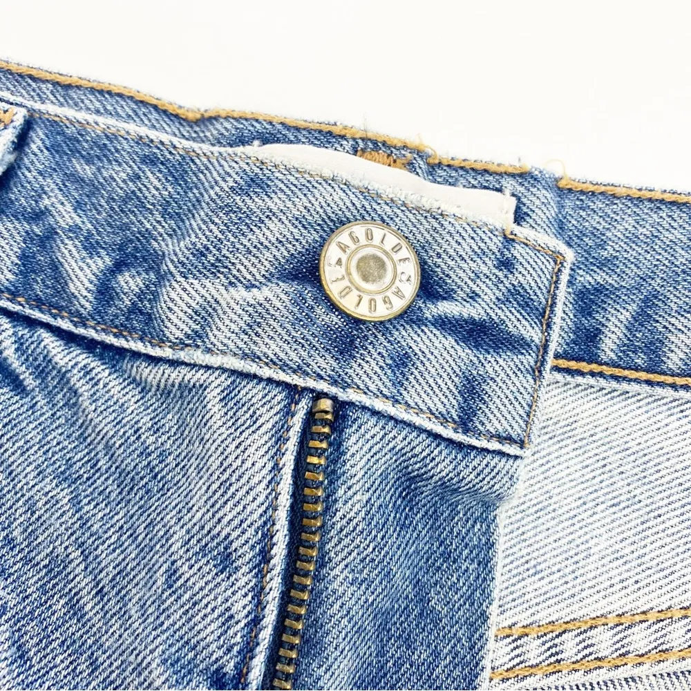 AGOLDE Palladium Hi Rise Denim Jean Western Mini Skirt: Renewal Blue Raw Hem - Image 10