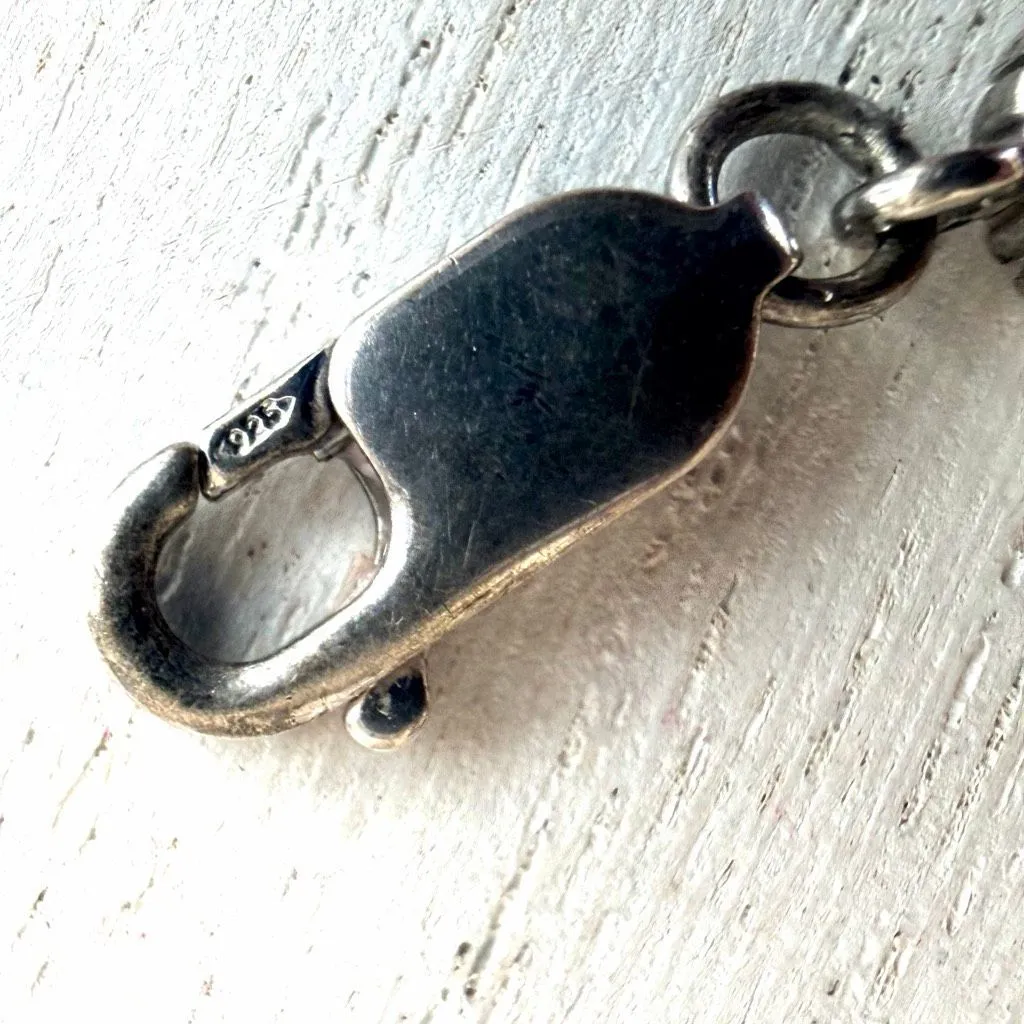 Sterling Silver Mother of Pearl & Abalone Link Bracelet - Image 8