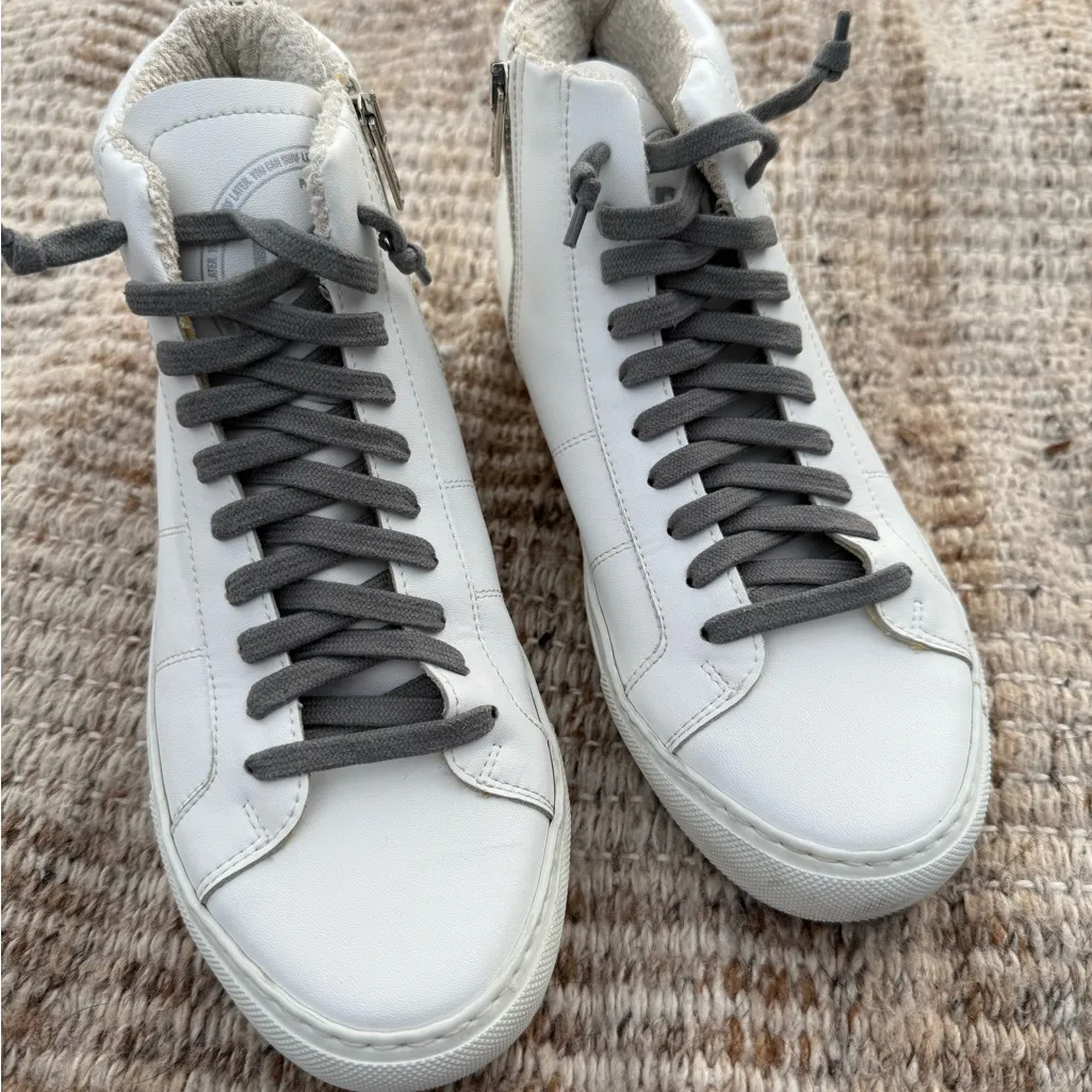 P448 Women’s Sz 38 / US 7.5 Star high-top sneaker in White Leather / Gray Laces - Image 4