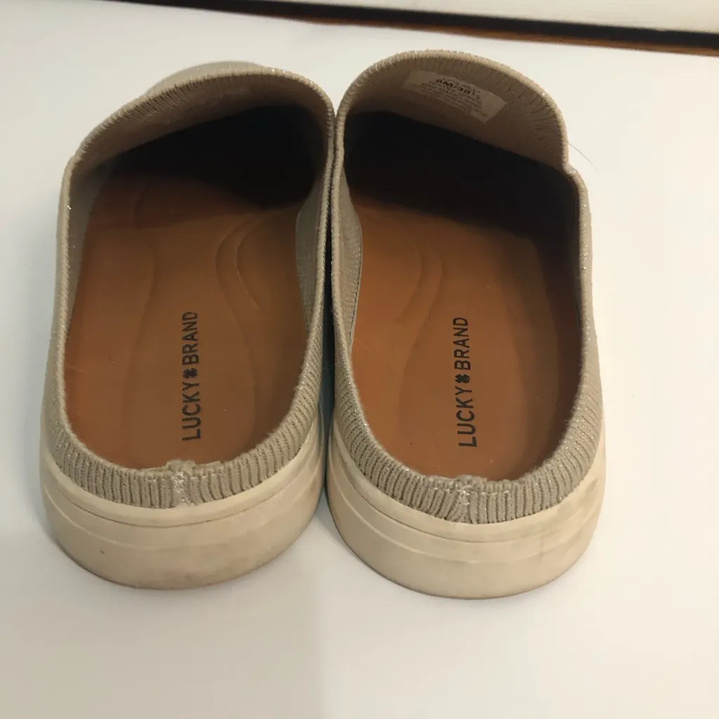 Lucky brand backless mule type sneakers slip on tan sparkly women’s size‎ 8 - Image 6