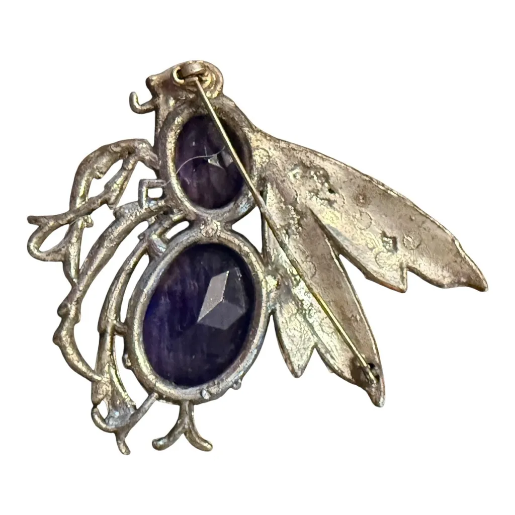 Large Vintage Purple Flying Bug Brooch‎ as is - Image 3