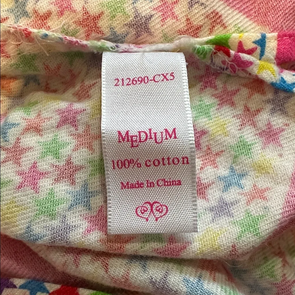 Victoria's Secret Y2K 2 Piece Cotton Pajama Set Pink & White With Stars Medium - Image 14