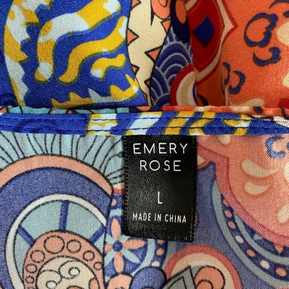 Colorful Paisley Empire Waist Dress Size L - Image 3