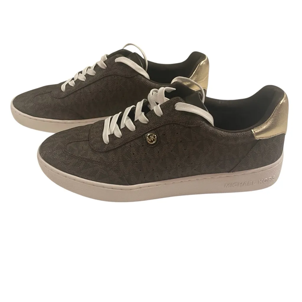 Michael Kors Women Scotty Lace Up Casual And Fashion Sneakers Size 8 Brown Gold - Image 3