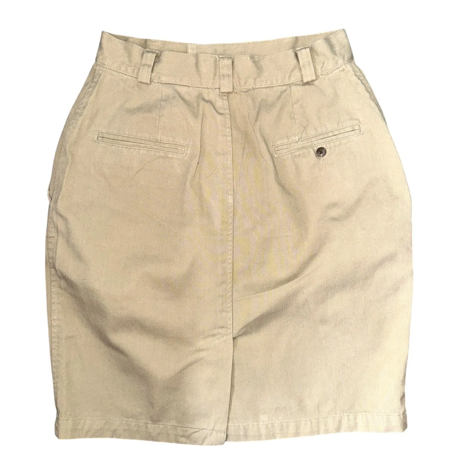 Vintage Women's Ralph Lauren Country Khaki Twill‎ Pencil Skirt Size 8 Tan - Image 3