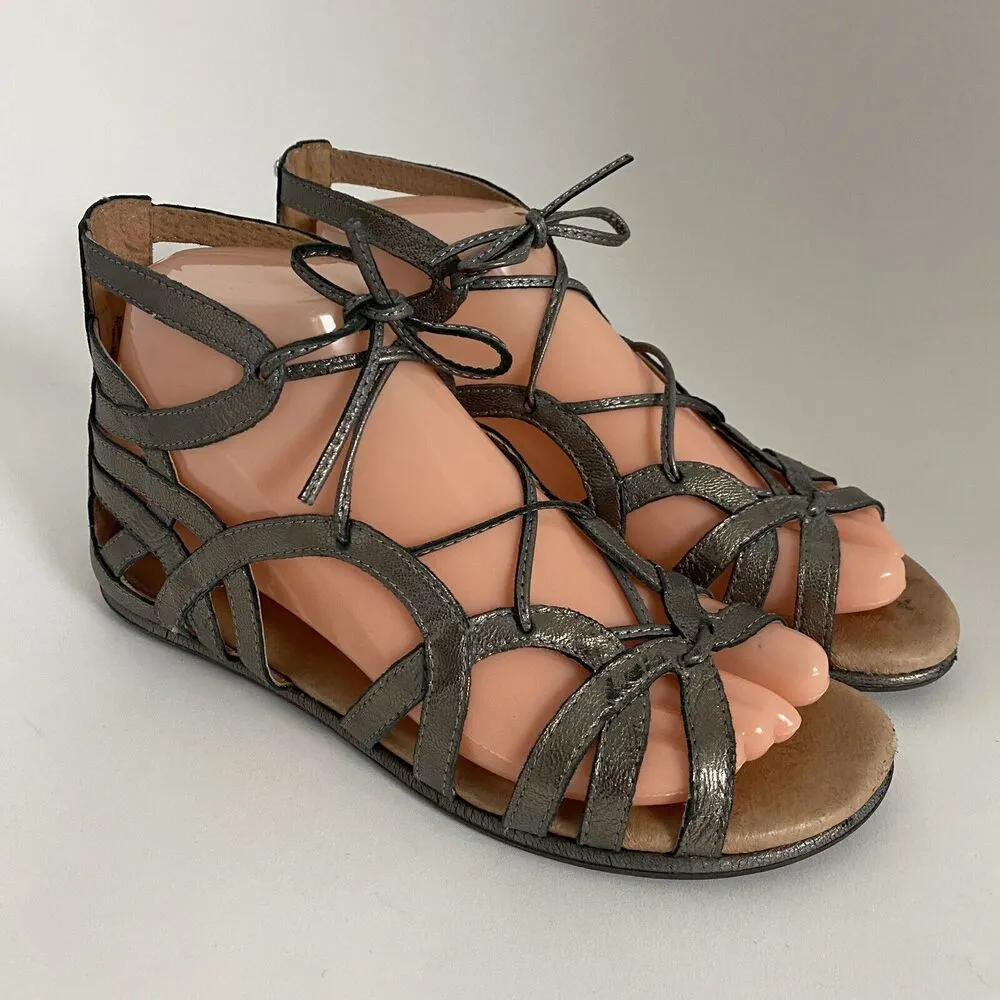 Gentle Souls Metallic Gray Gladiator Sandals Women’s US 6.5M Flats Silvery - Image 3