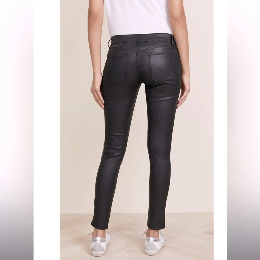 DL1961 Emma Power Legging Leather & Coated Waxed Skinny Jeans Black Size 24 NEW - Image 6
