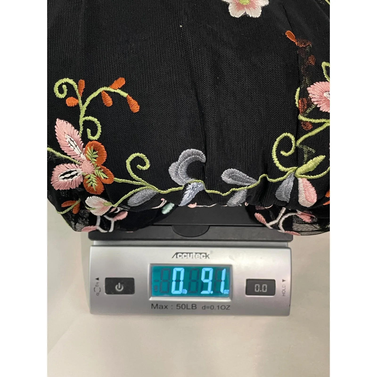 Black Tulle Embroidered Floral Midi Skirt Women's Size 0 - Image 11