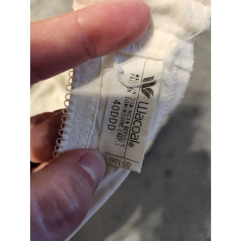 Vintage Wacoal 40DDD White Satin & Lace Slimline MInimizer UW Bra 85150 - Image 3