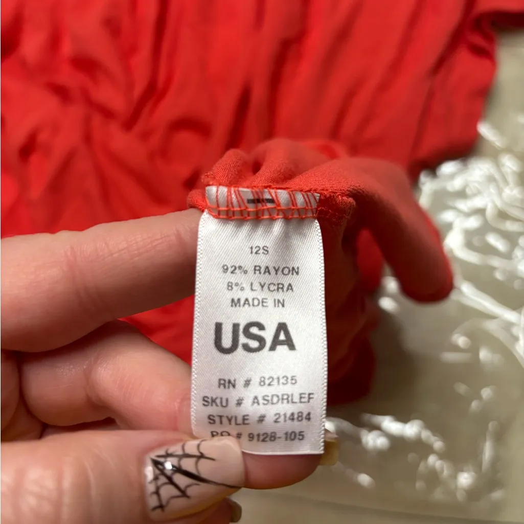 Fresh Produce Emma Swing Dress Coral Ruched V Neck Size XXL Short Sleeve USA - Image 6