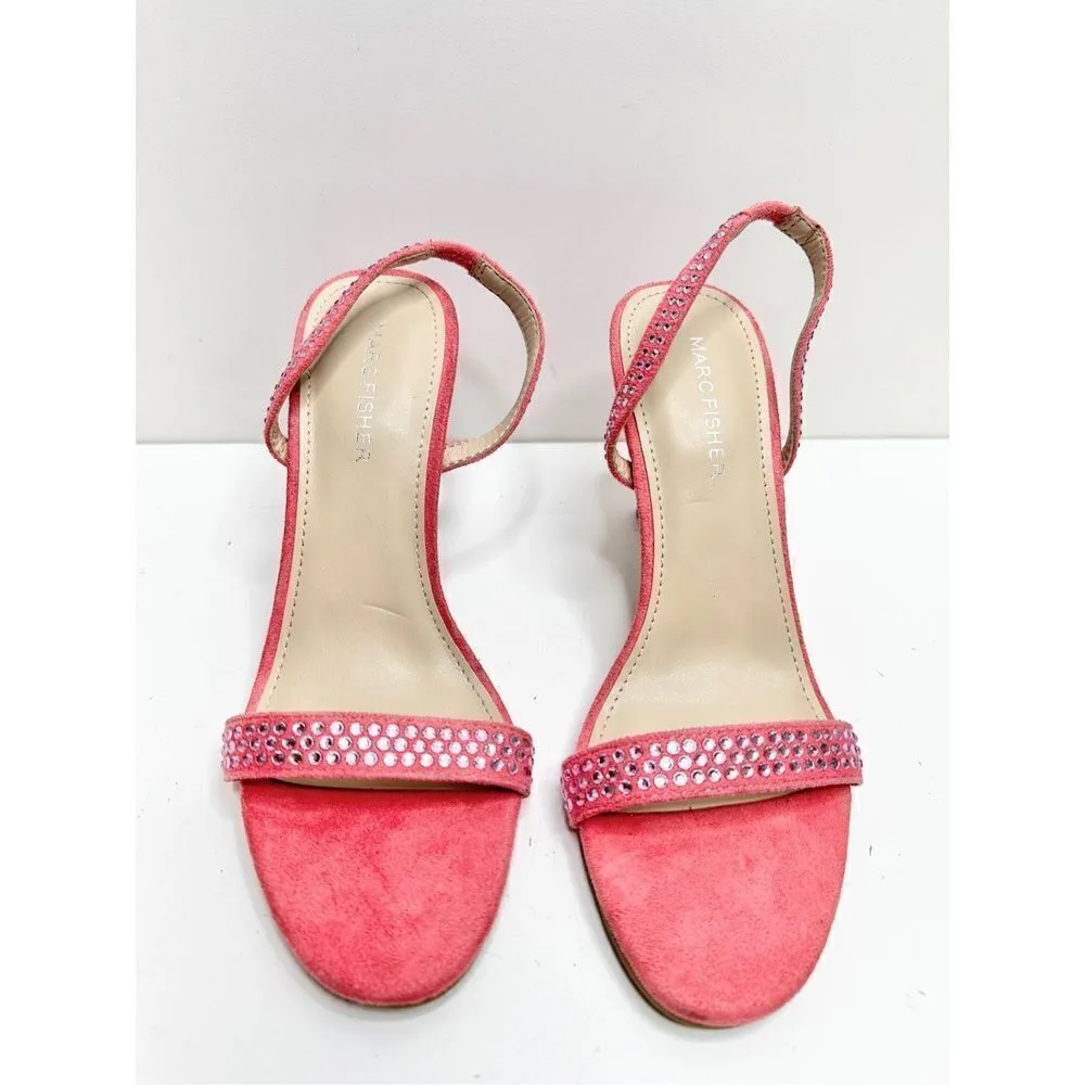 Marc Fisher  Sandals Womens Size 7.5 Betila Slingback Heels Rhinestone Accents‎ - Image 3