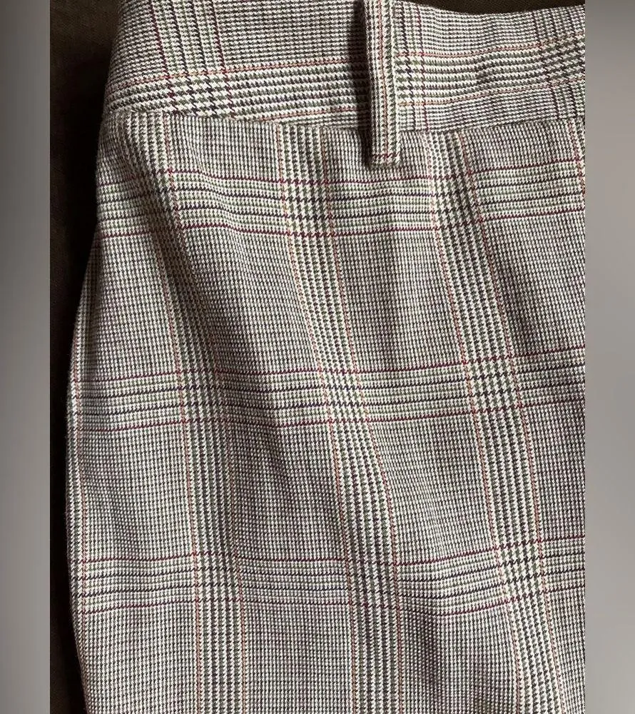 346   Stretch Wide Leg  Wool plaid Size 8 - Image 4