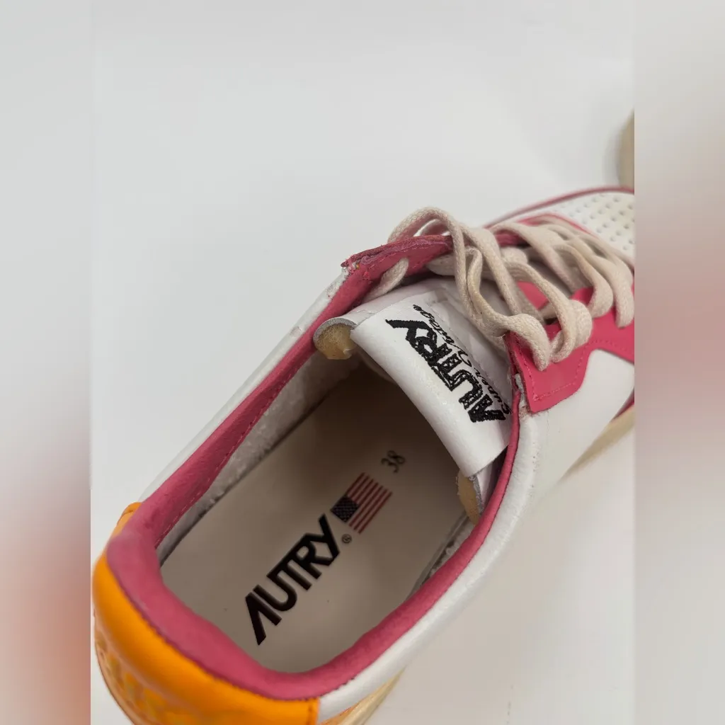 Autry Pink + Marigold Medalist Super Vintage Lace Up Sneakers - Image 9