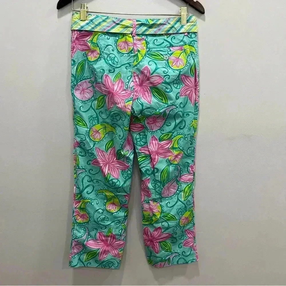 Lilly Pulitzer Womens Eliza Capri Crop Pants Lazy Paisley Bliss Blue - Image 2