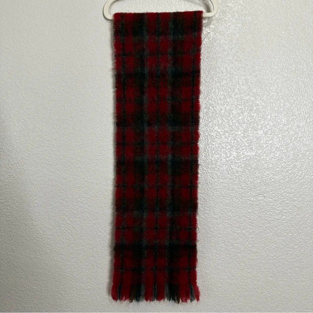 NWOT Wool Mohair Blend Scottish Red Plaid Winter Scarf - Image 5