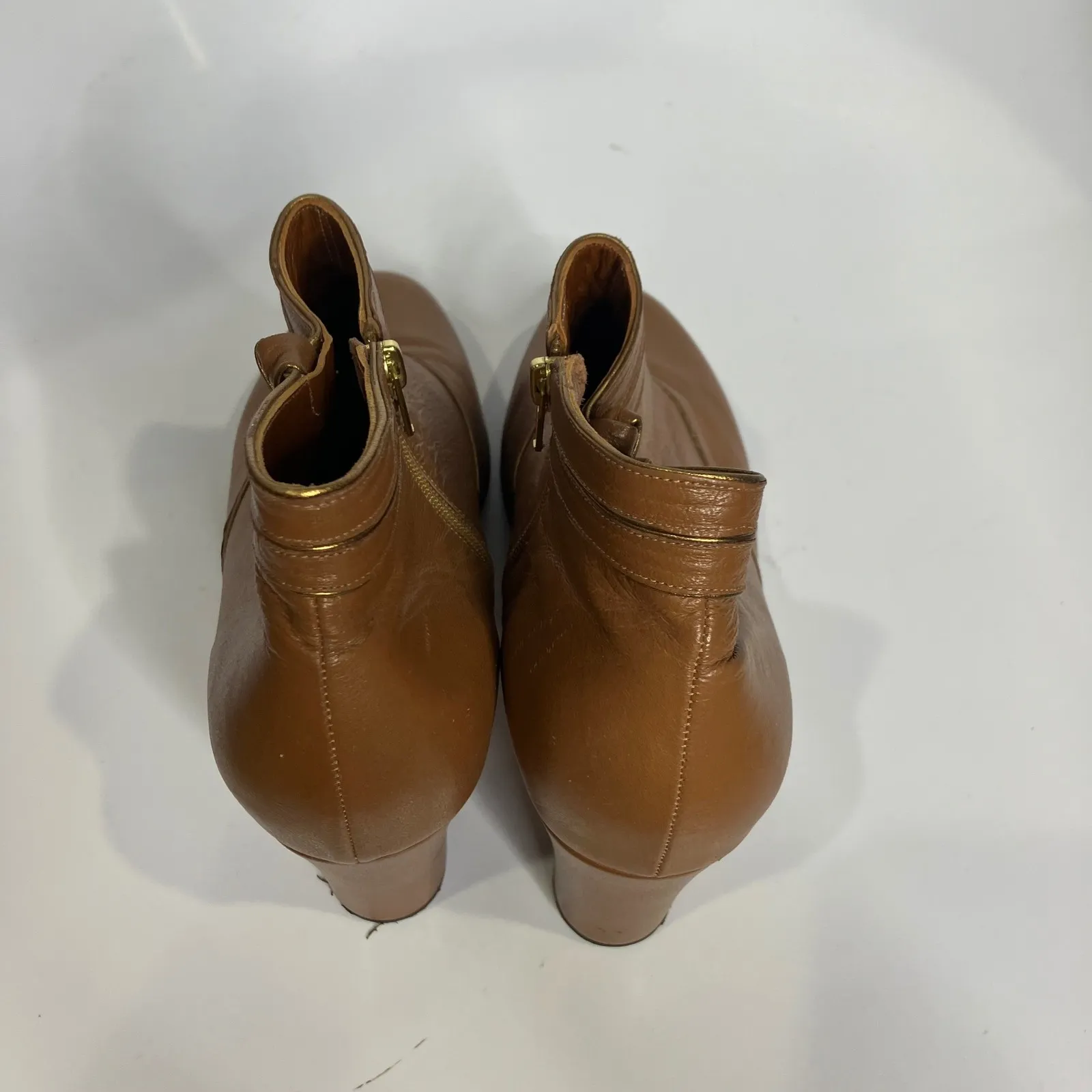 Anthropologie Brand Luisa Perea tan leather heeled ankle boots women's size 39 - Image 5