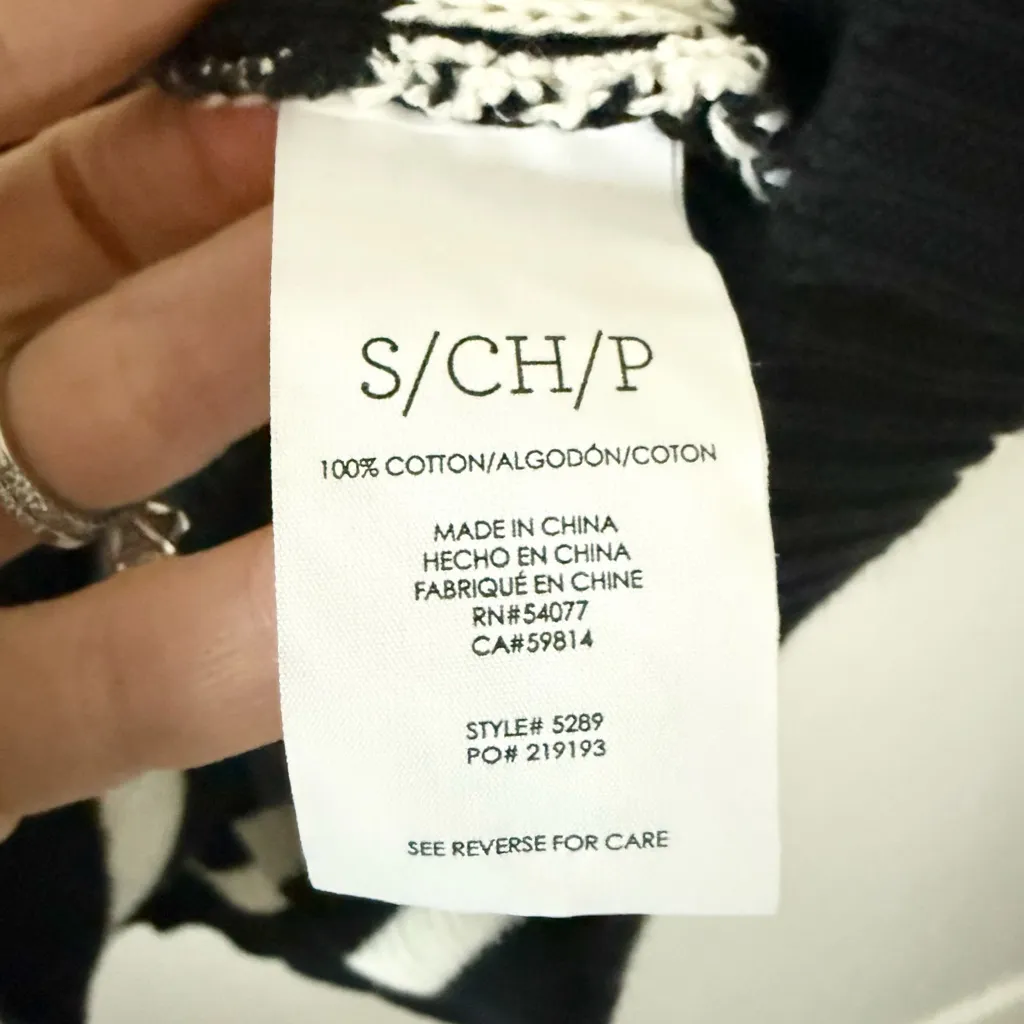 CAbi Cotton Short Sleeve Tunic Cardigan in Black and White Striped Size S - Image 6