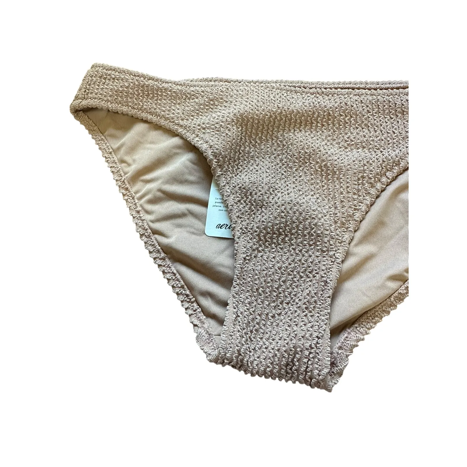 Aerie Textured Bikini‎ Bottoms Tan Small - Image 5