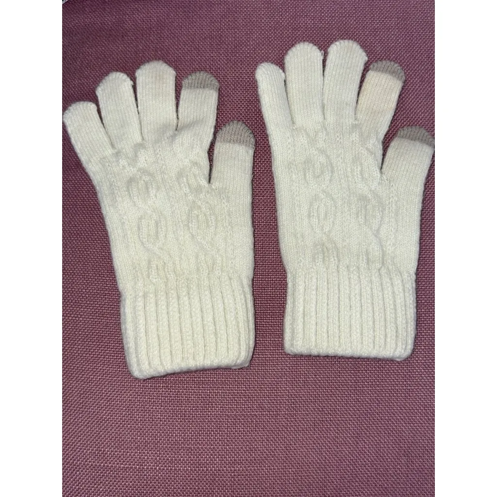 Hat Attack Frosty Touch Gloves in Ivory One Size Womens Smart Mittens Gray - Image 8