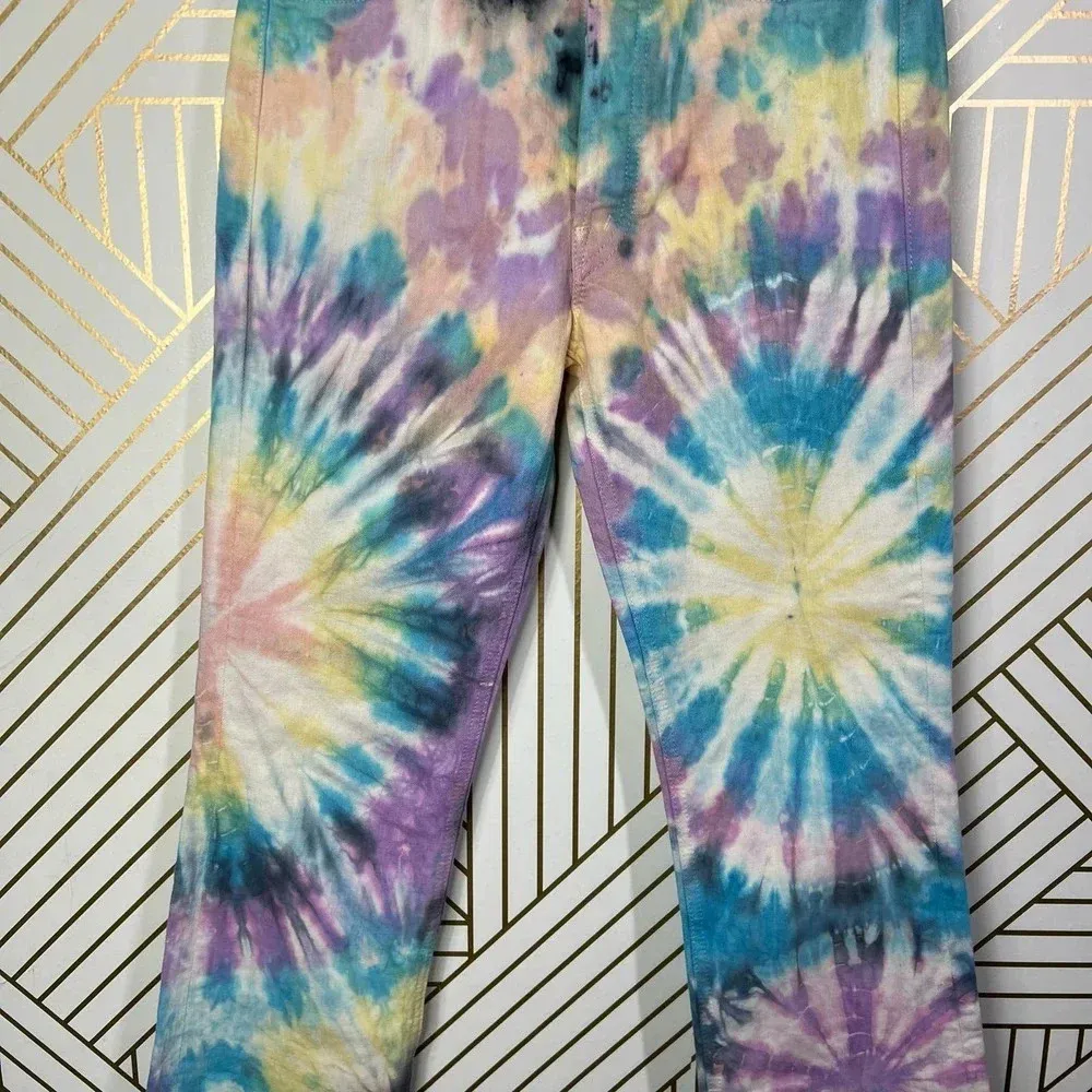 Mother Superior The Tripper Swirling Secrets Tie Dye Crop Jeans Size US 26 Blue - Image 5