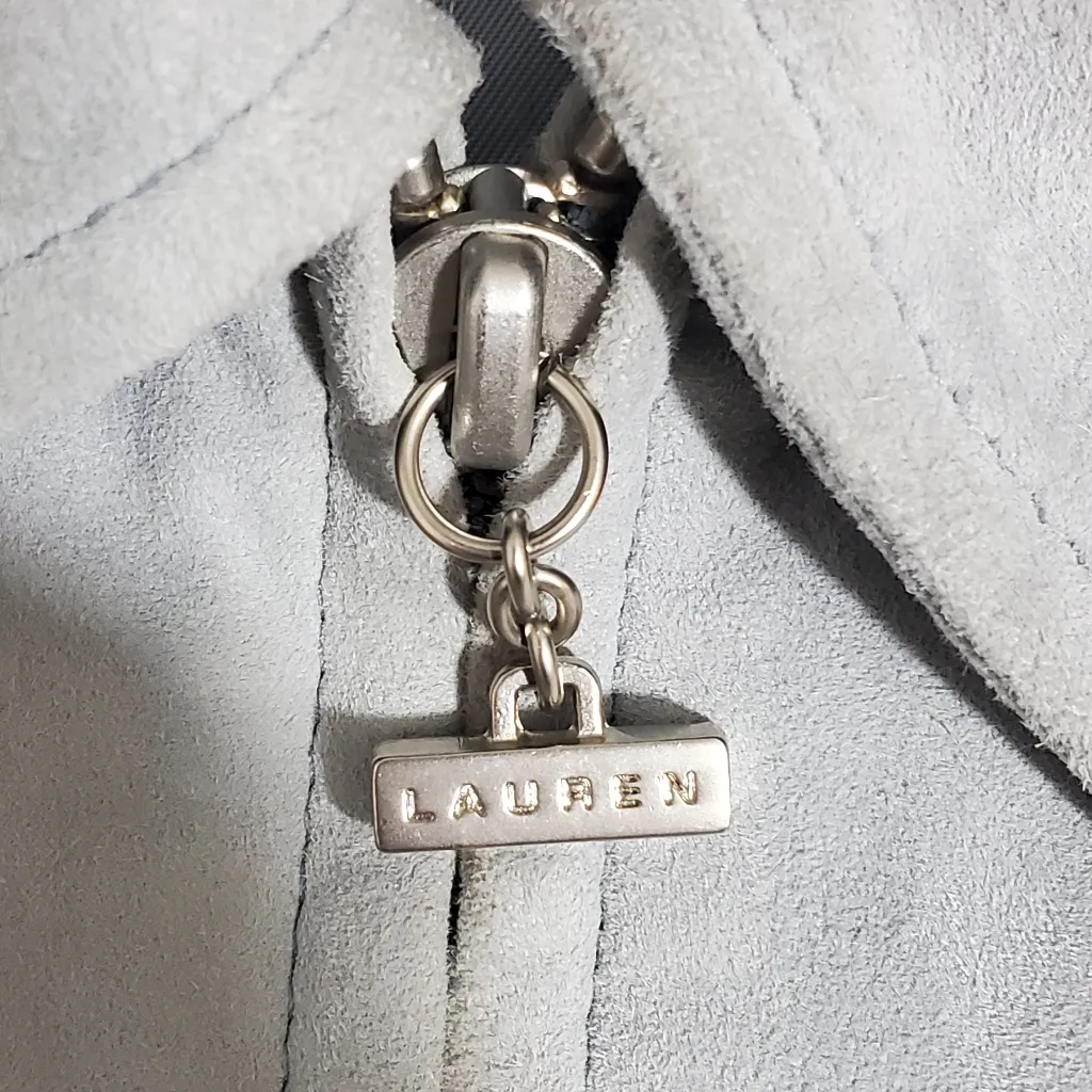 Lauren‎ Ralph Lauren  Light Blue Suede Leather Womens Jacket Size M - Image 10