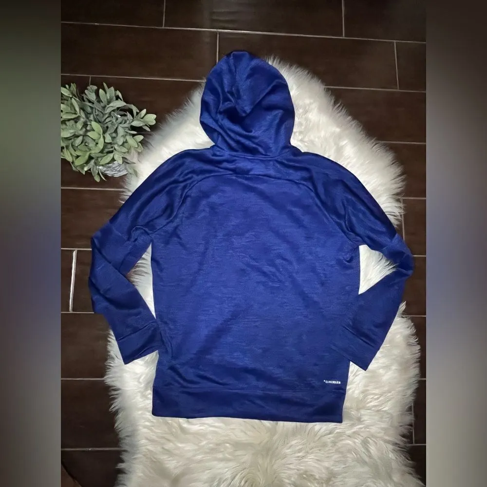 Adidas heathered dark navy blue floral graphic  hoodie sz Large - Image 3