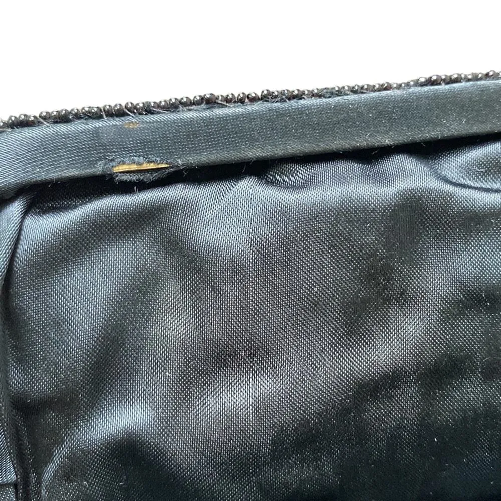 VINTAGE RICHERE Black Beaded Clutch Purse 1930s Cocktail Gala - Image 7