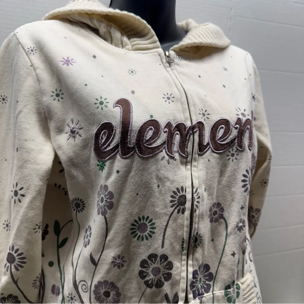 Element Y2K Floral zip up hoodie Purple Size L - Image 3