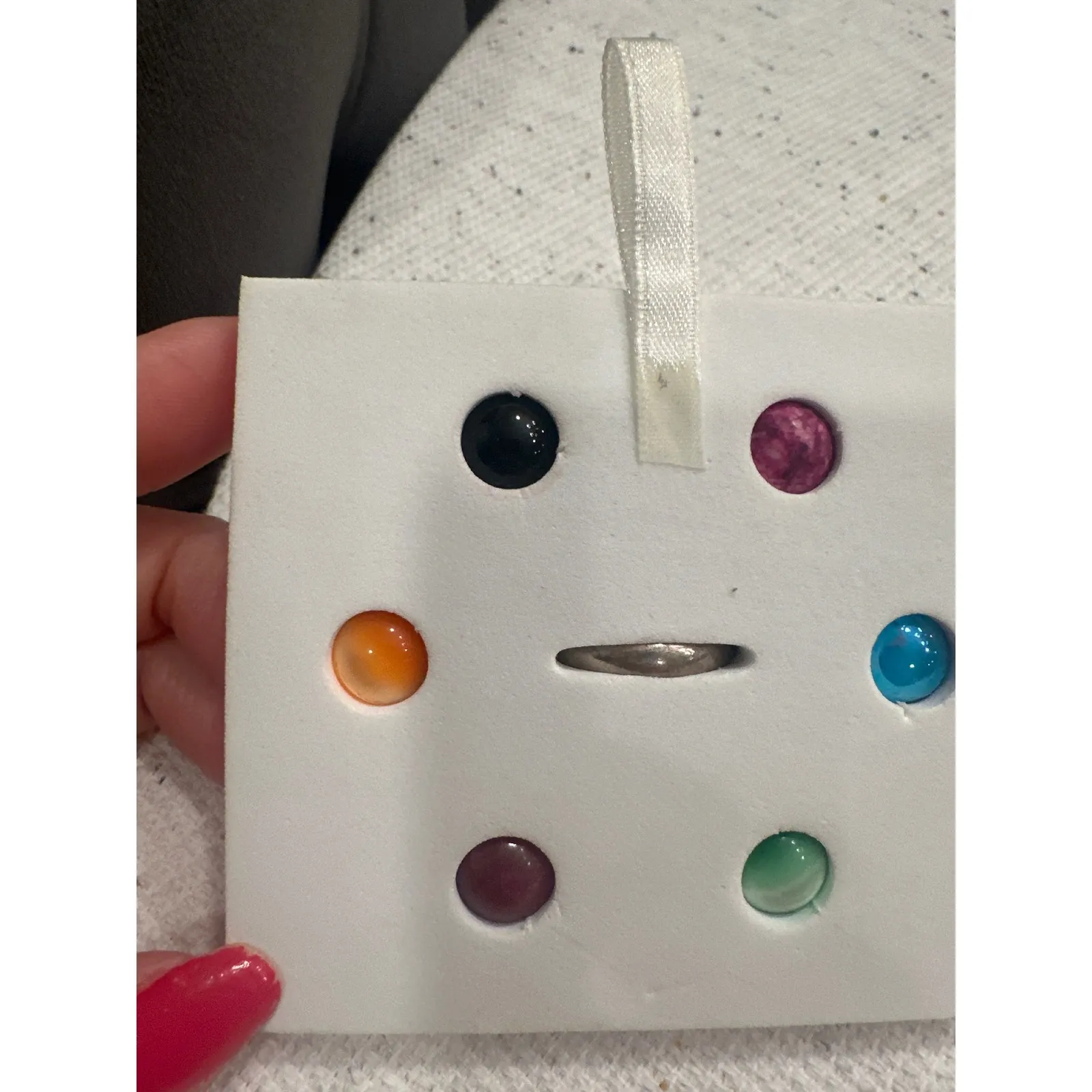 Vintage Unique Silver .925 size 7 Statement Ring Amber interchangeable stones - Image 4