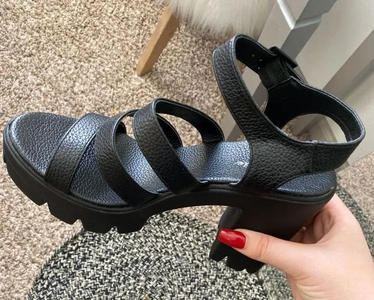 Chunky Heels Black Size 10 - Image 3