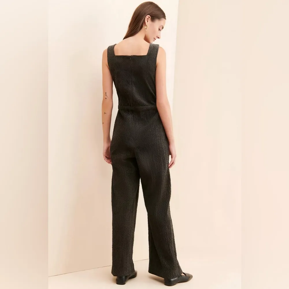 Missing You Already Corduroy Square Neck Jumpsuit Black Size L - Image 3