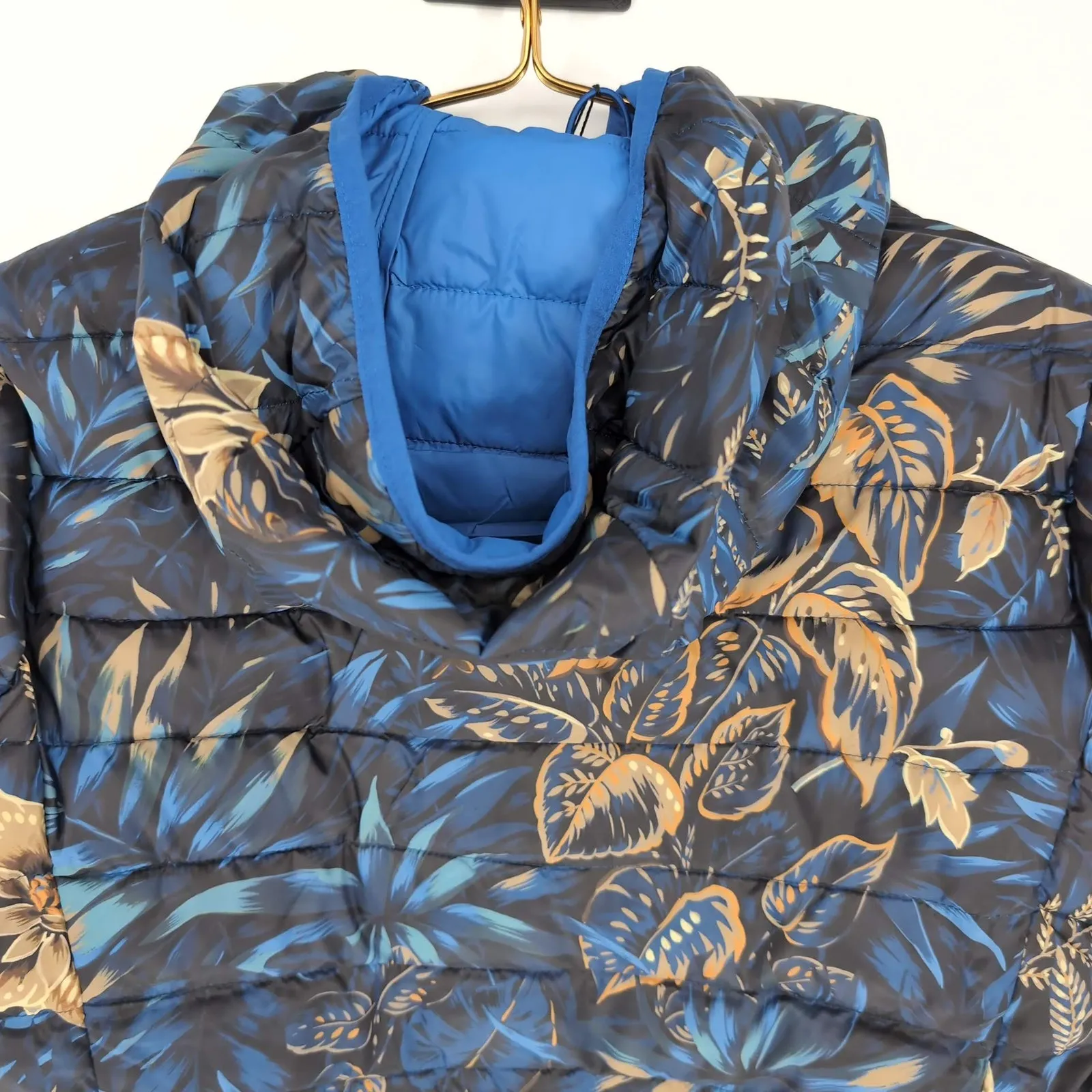 Desigual Blue Floral Puffer Padded Women's Ankor Jacket w Hood - US Size M - NWT - Image 15