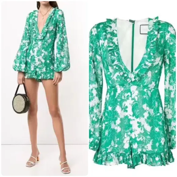 Alexis Cerca Romper in Emerald Floral - Image 2