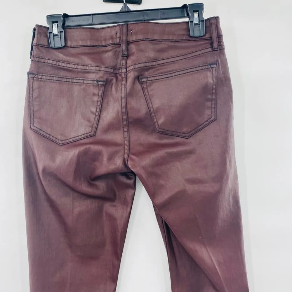 Cachè Deadstock Coated 4 Pocket Wine Skinny Strech Jeans Jegging Size 2 Wet Look - Image 10