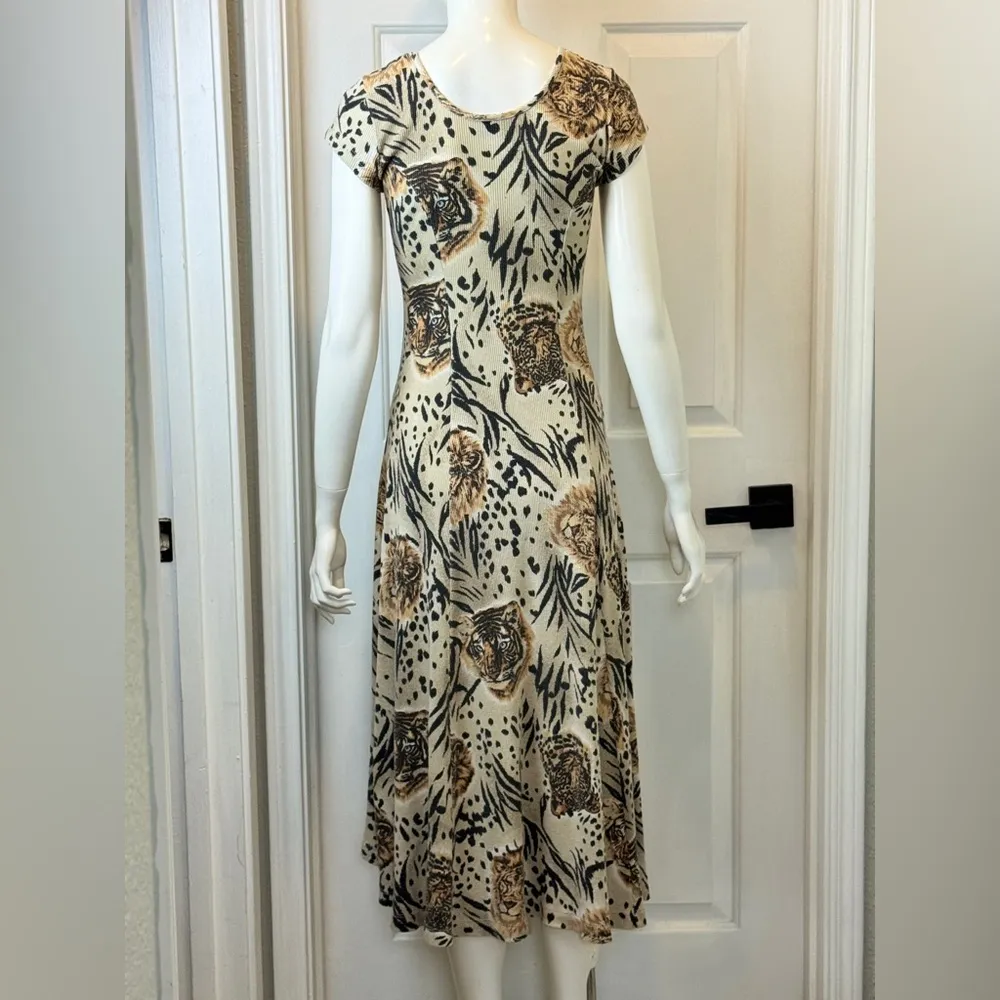 LA FETE Vintage Enchanted LION PRINT COTTON BLEND F13 Black Size M - Image 15