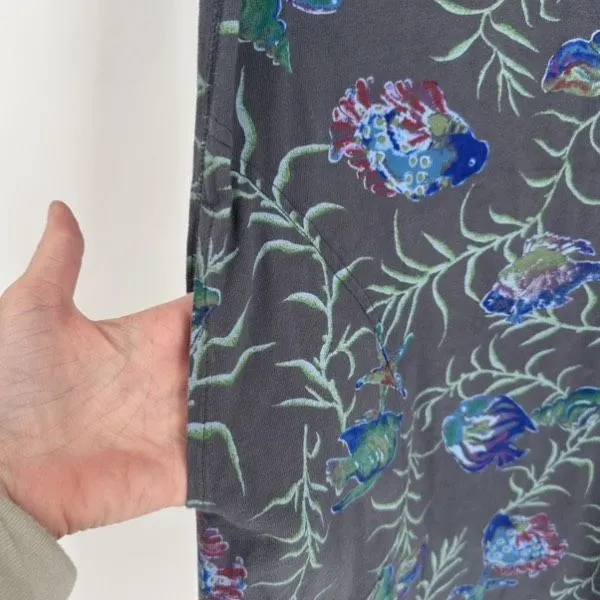 Fresh Produce Fish Print Midi DRESS Small Gray Blue Coastal‎ Tropical Resort - Image 6