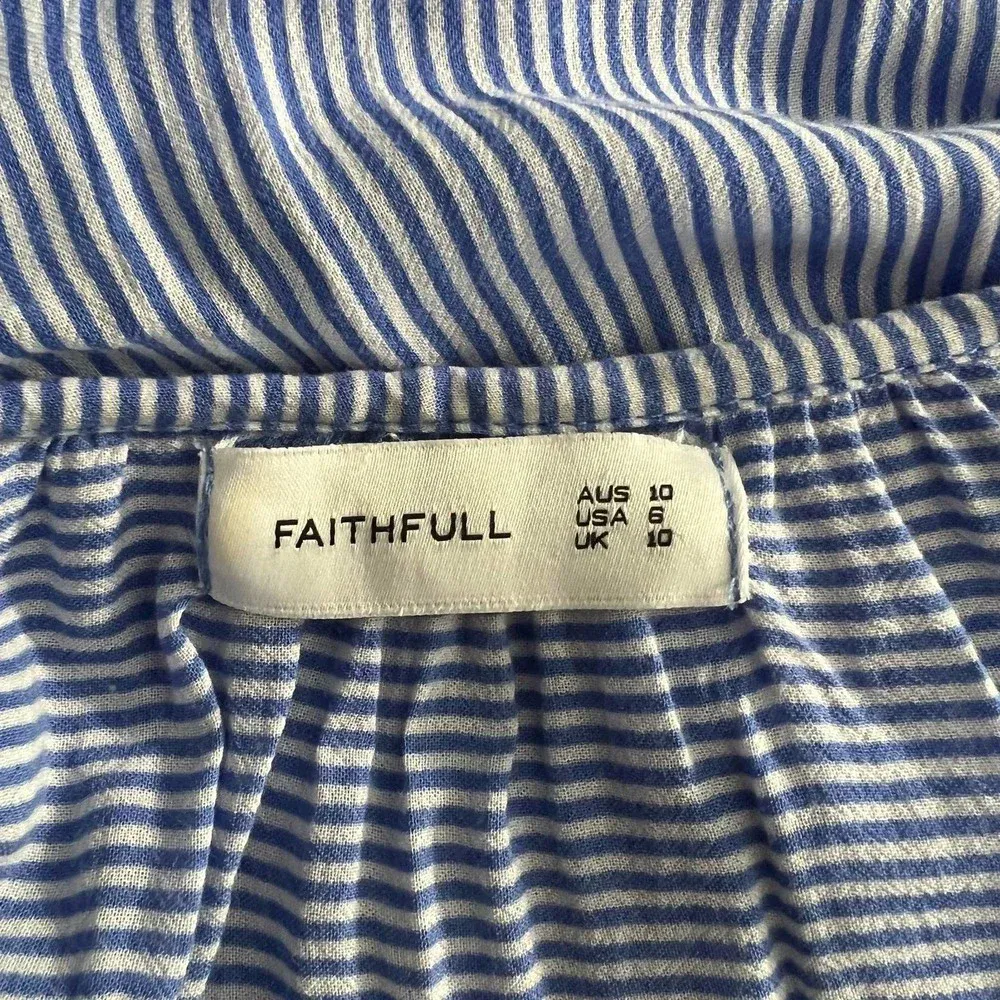Faithfull the Brand Alice‎ Blue Stripe Tasseled Top Size US 6 - Image 12