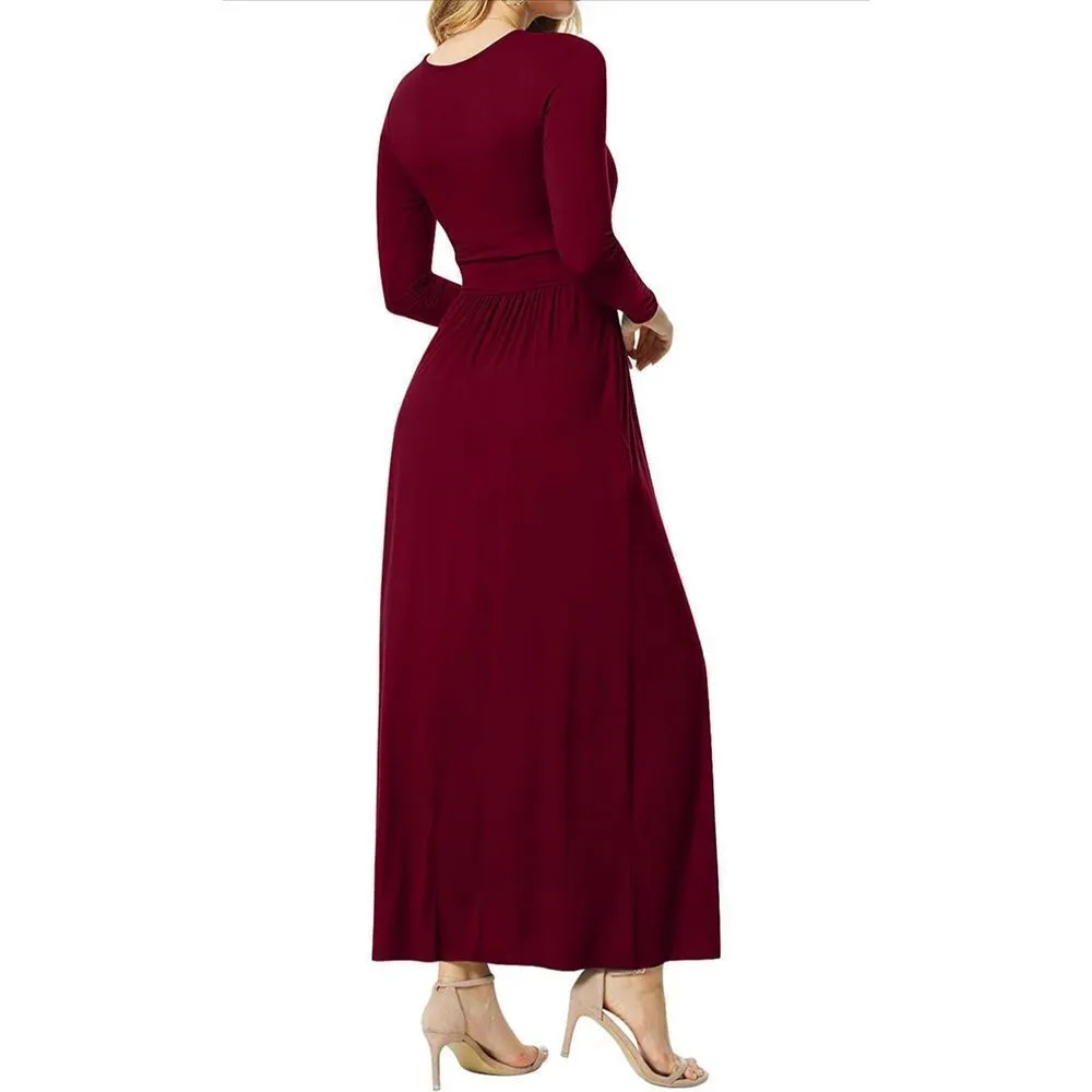 NEW Empire Waist Super soft Maxi Dress Casual Pockets XL 16/18 Red - Image 3