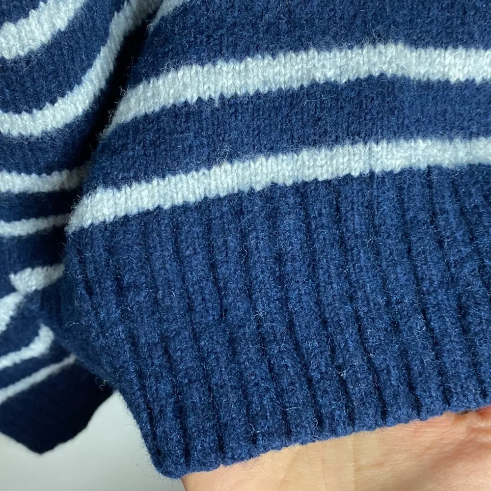 American Eagle Seriously soft striped wool blend mockneck quarter zip sweater M - Image 87