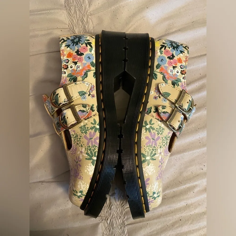 NWOT Dr. Martens 8065 Floral Mash Up Leather Mary Jane 'Parchment Beige Size 5 - Image 12