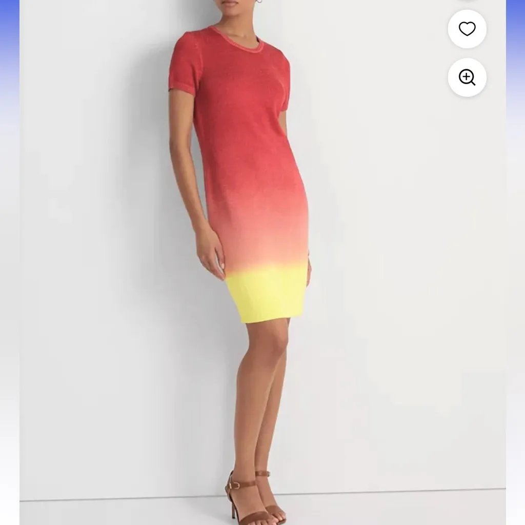 Lauren Ralph Lauren Pink and Yellow Mini Dress Elegant Dip Dyed Jersey Casual - Image 3