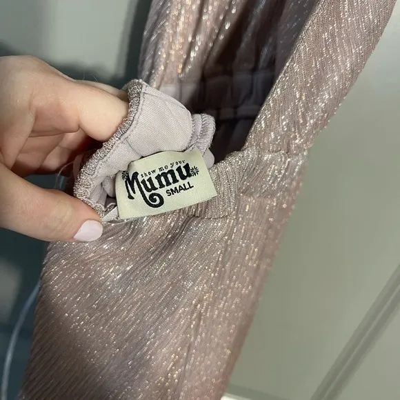 Show Me Your Mumu Magic Mauve Glitter‎ Luna Halter Dress in Champagne Pink Small - Image 7